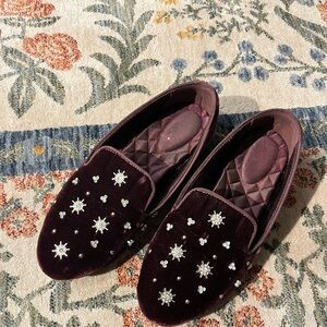 Birdies the starling crystal velvet loafer in maroon